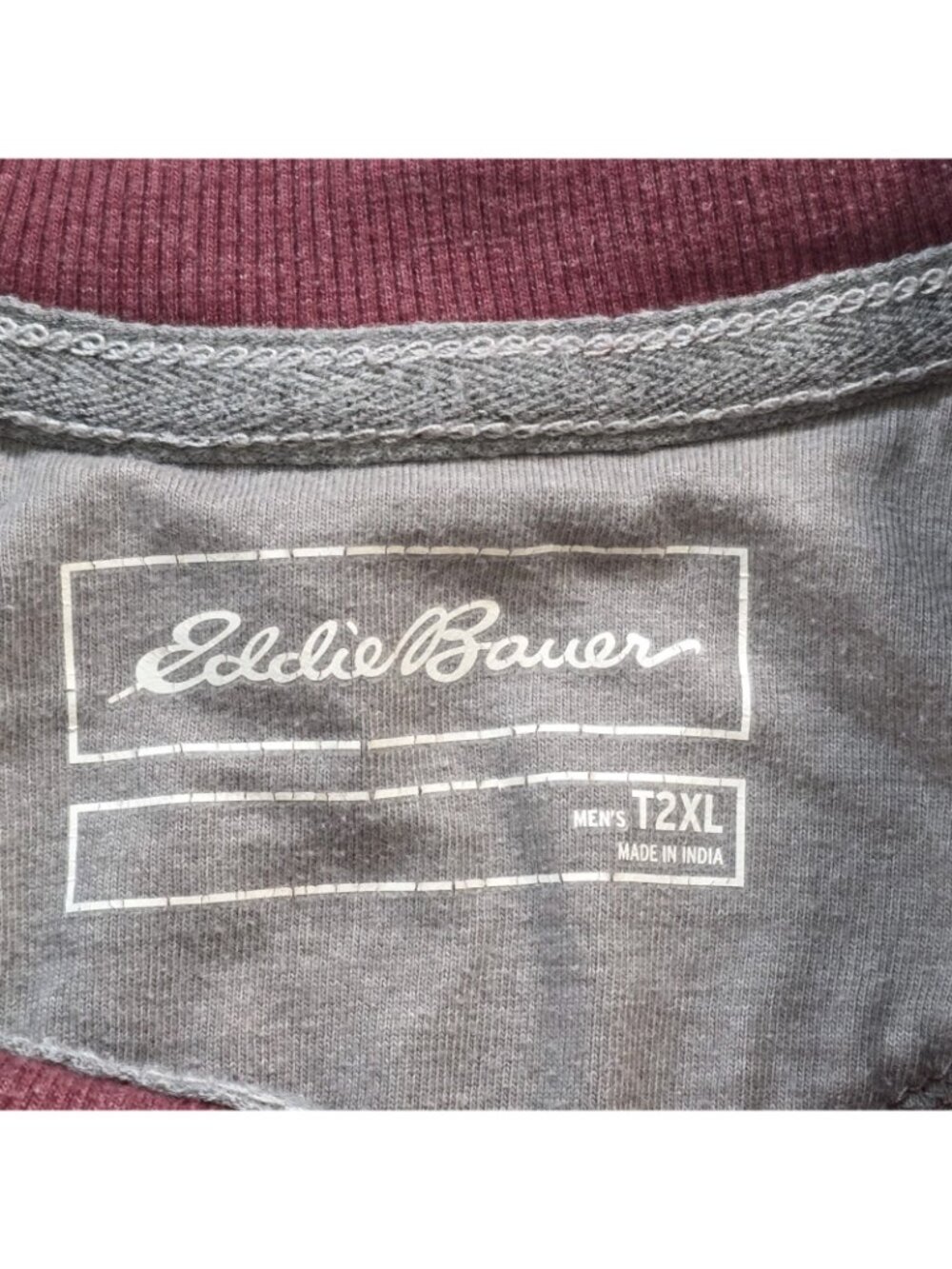Eddie Bauer Henley Men T2XL Plum Cotton Blend Waffle Knit LS Casual Cottage Edgy - Picture 3 of 16